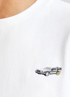 Clamped DeLorean T Shirt | Embroidered Organic Cotton | White