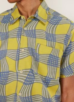 Boxy Clerk Shirt | Sunshine Twister | Yellow -Urban Wear Shop PERCIVAL MENSWEAR CLERK SHIRT SUNSHINE TWISTER4