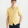Cuban Linen Shirt | Lemon 1 Cuban Linen Shirt | Lemon -Urban Wear Shop PERCIVAL MENSWEAR CUBAN LINEN SHIRT LEMON 1