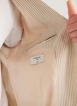 Stripe Tailored Blazer | Natural Stripe 13 Stripe Tailored Blazer | Natural Stripe -Urban Wear Shop PERCIVAL MENSWEAR CUBAN LINEN SHIRT LEMON 5