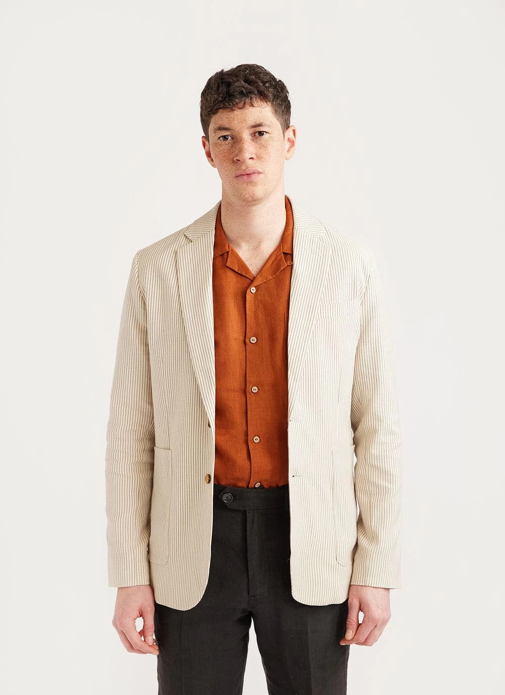 Stripe Tailored Blazer | Natural Stripe 8 Stripe Tailored Blazer | Natural Stripe - Image 6