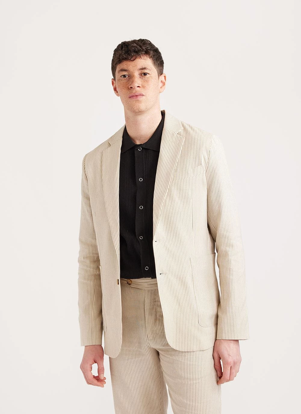 Stripe Tailored Blazer | Natural Stripe 6 Stripe Tailored Blazer | Natural Stripe - Image 4