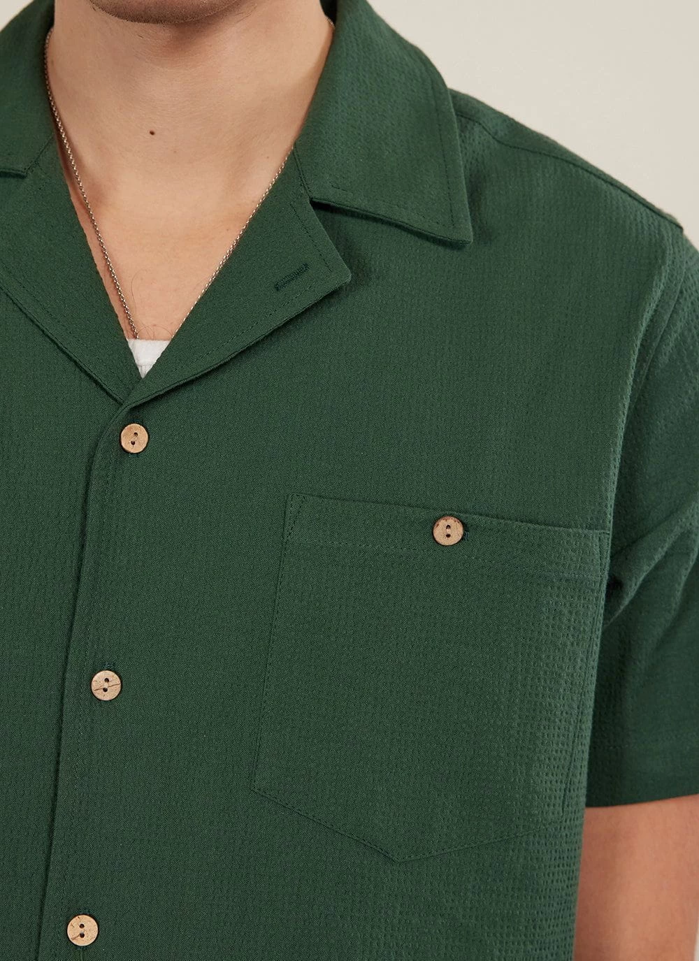 Cuban Shirt | Seersucker | Forest 8 Cuban Shirt | Seersucker | Forest - Image 6