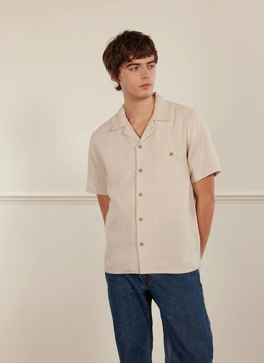 Short Sleeve Cuban Shirt | Linen | Stone 6 Short Sleeve Cuban Shirt | Linen | Stone - Image 4
