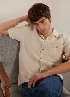 Short Sleeve Cuban Shirt | Linen | Stone