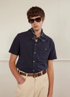 Cuban Shirt | Seersucker | Navy