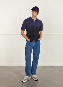 Dip Dab Knitted Shirt | Organic Cotton | Blue 11 Dip Dab Knitted Shirt | Organic Cotton | Blue -Urban Wear Shop PERCIVAL MENSWEAR DIP DAB KNITTED SHIRT BLUE5