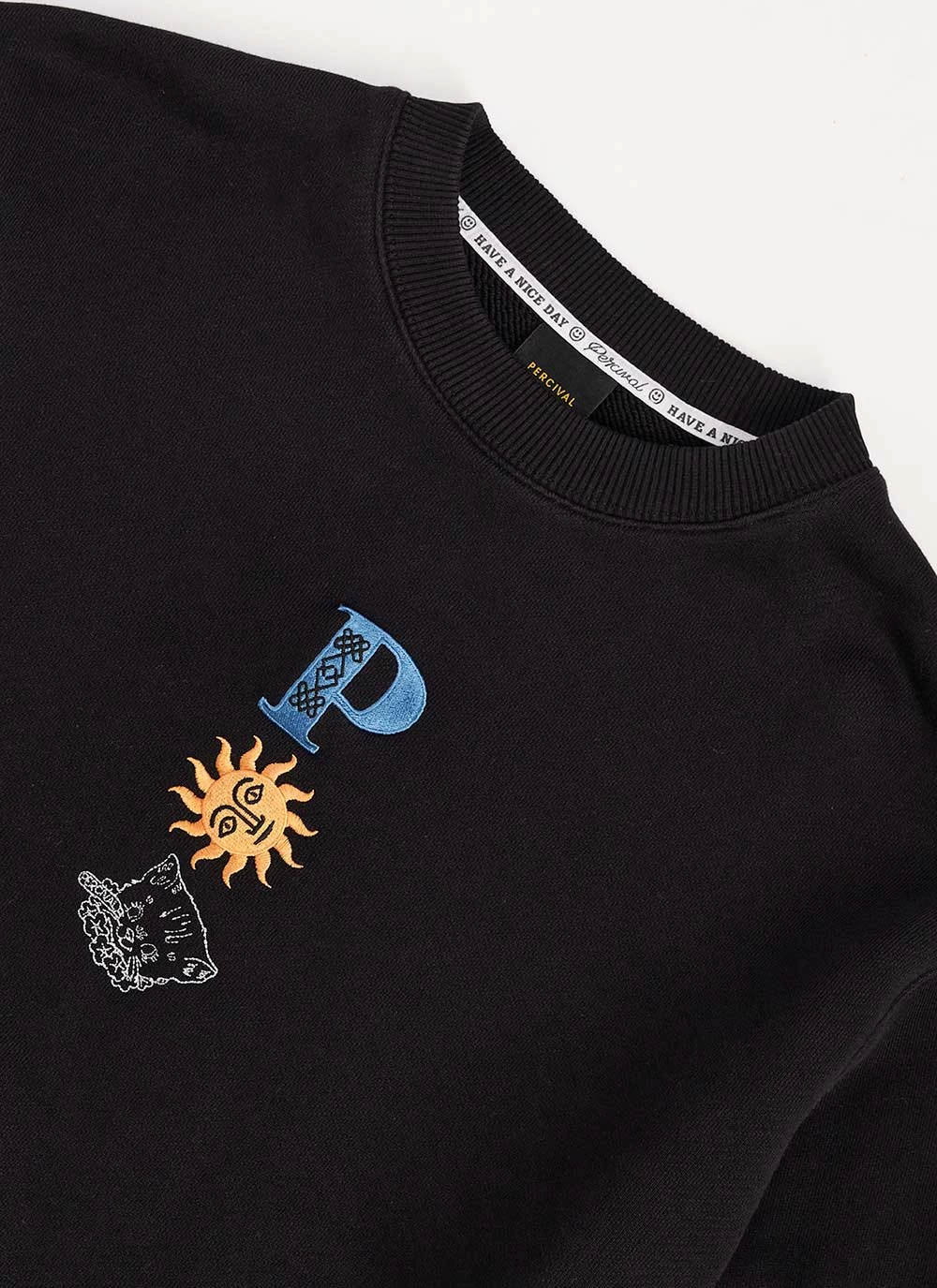 Drop Cap Sweatshirt | Embroidered Organic Cotton | Black 4 Drop Cap Sweatshirt | Embroidered Organic Cotton | Black - Image 2