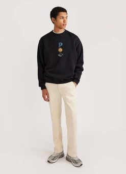 Drop Cap Sweatshirt | Embroidered Organic Cotton | Black 12 Drop Cap Sweatshirt | Embroidered Organic Cotton | Black -Urban Wear Shop PERCIVAL MENSWEAR DROP CAP SWEATSHIRT BLACK1