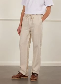 Linen Everyday Trousers | Stone -Urban Wear Shop PERCIVAL MENSWEAR EVERYDAY TROUSERS NATURAL4