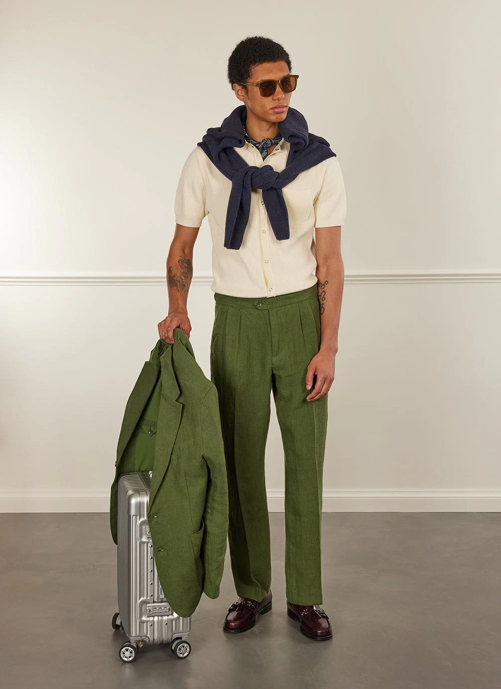 Pleated Tailored Trousers | Linen | Forest 4 Pleated Tailored Trousers | Linen | Forest - Image 2