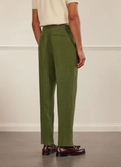 Pleated Tailored Trousers | Linen | Forest 9 Pleated Tailored Trousers | Linen | Forest -Urban Wear Shop PERCIVAL MENSWEAR FOREST LINEN PLEATED TROUSER4