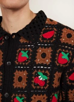 Fruit Crochet Shirt | Cotton | Black -Urban Wear Shop PERCIVAL MENSWEAR FRUIT CROCHET BLACK5