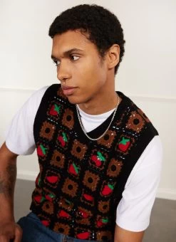 Fruit Crochet Vest | Cotton | Black