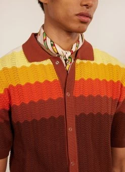 Gum Drop Knitted Shirt | Cotton | Umber 13 Gum Drop Knitted Shirt | Cotton | Umber -Urban Wear Shop PERCIVAL MENSWEAR GUM DROP KNITTED SHIRT UMBER 6