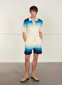 Gum Drop Knitted Shirt | Cotton | Blue 13 Gum Drop Knitted Shirt | Cotton | Blue -Urban Wear Shop PERCIVAL MENSWEAR GUM DROP KNITTED SHORTS BLUE2