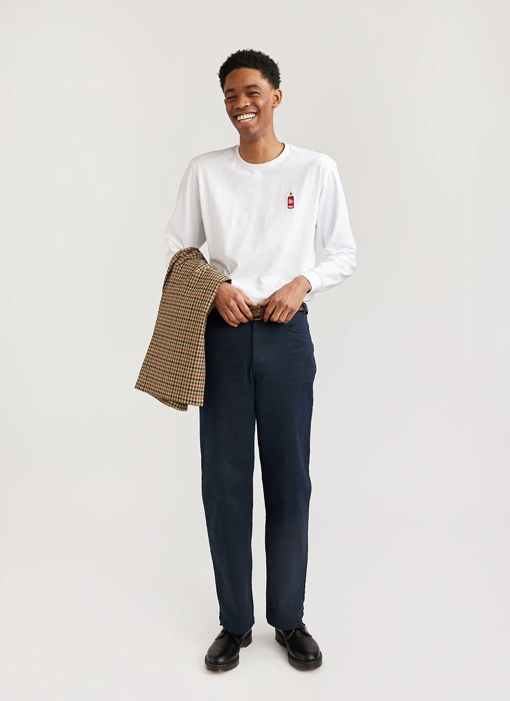 Hot Chilli Sauce Long Sleeve T Shirt | Embroidered Organic Cotton | White 8 Hot Chilli Sauce Long Sleeve T Shirt | Embroidered Organic Cotton | White - Image 6