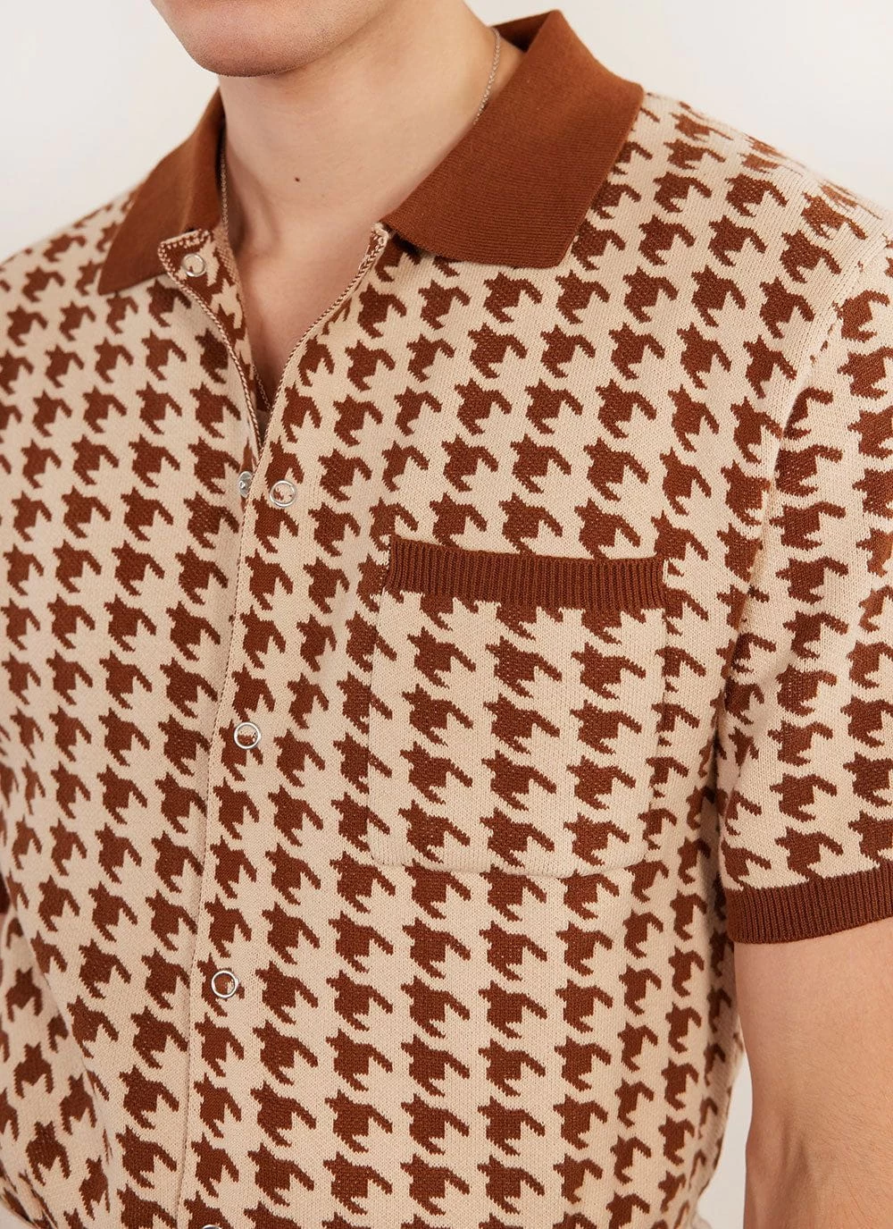 Houndstooth Knitted Shirt | Percival X Ilaria | Cream With Espresso 9 Houndstooth Knitted Shirt | Percival X Ilaria | Cream With Espresso - Image 7