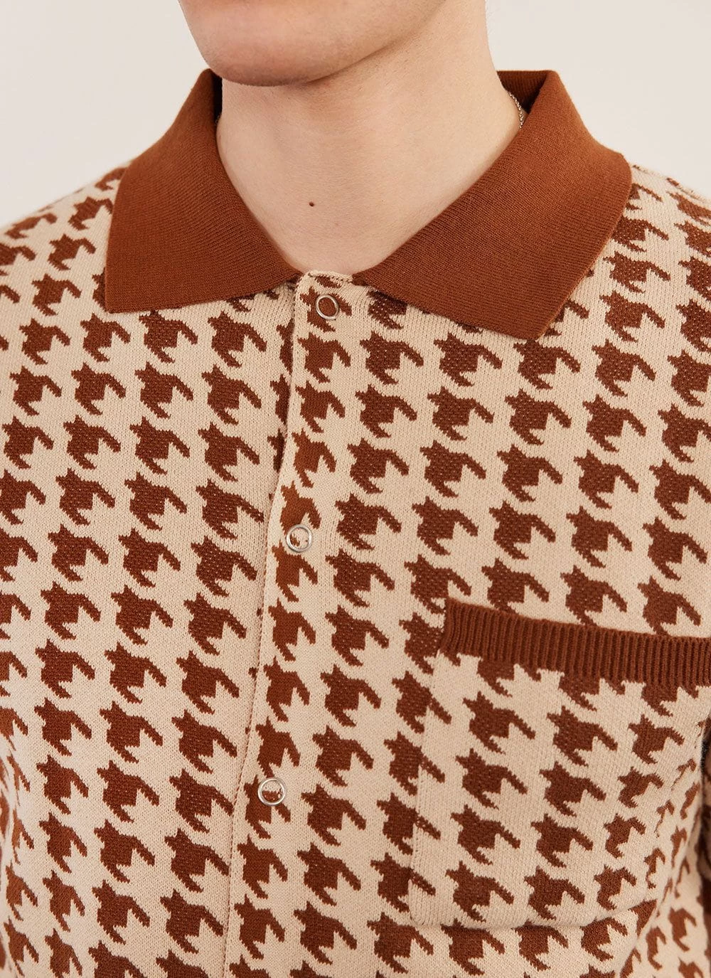 Houndstooth Knitted Shirt | Percival X Ilaria | Cream With Espresso 7 Houndstooth Knitted Shirt | Percival X Ilaria | Cream With Espresso - Image 5