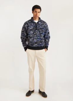 Jacquard Fleece | Wool | Blue -Urban Wear Shop PERCIVAL MENSWEAR JAQUARD WOOL FLEECE BLUE3