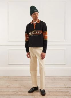 Trackside Knit Polo | Cotton | Black -Urban Wear Shop PERCIVAL MENSWEAR KNIT POLO BLACK1