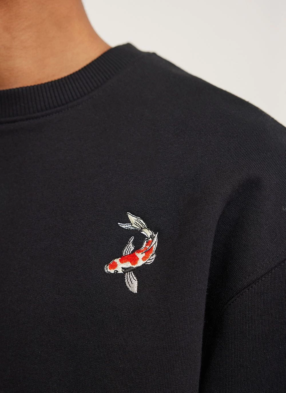Koi Pond Sweatshirt | Embroidered Organic Cotton | Black 5 Koi Pond Sweatshirt | Embroidered Organic Cotton | Black - Image 3