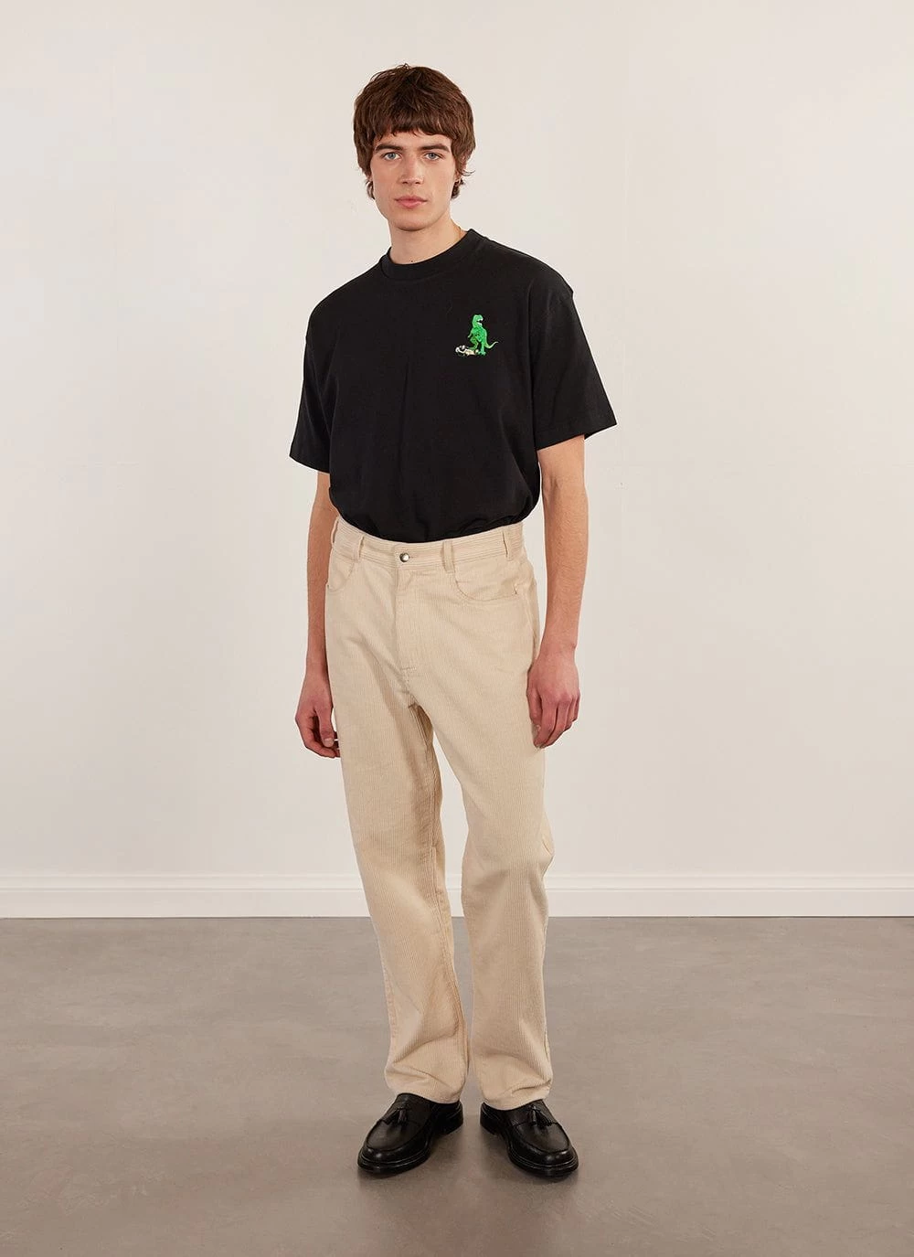 Large Theropod Oversized Auxiliary T Shirt | Embroidered Organic Cotton | Black 5 Large Theropod Oversized Auxiliary T Shirt | Embroidered Organic Cotton | Black - Image 3