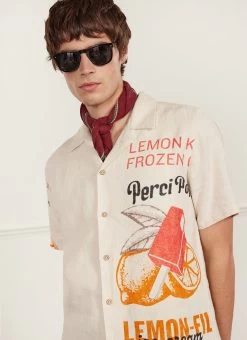 Lemon Kreme Cuban Shirt | Linen | Stone -Urban Wear Shop PERCIVAL MENSWEAR LEMON KREME CUBAN SHIRT1