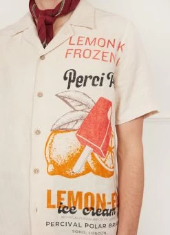 Lemon Kreme Cuban Shirt | Linen | Stone -Urban Wear Shop PERCIVAL MENSWEAR LEMON KREME CUBAN SHIRT3