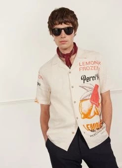 Lemon Kreme Cuban Shirt | Linen | Stone -Urban Wear Shop PERCIVAL MENSWEAR LEMON KREME CUBAN SHIRT7