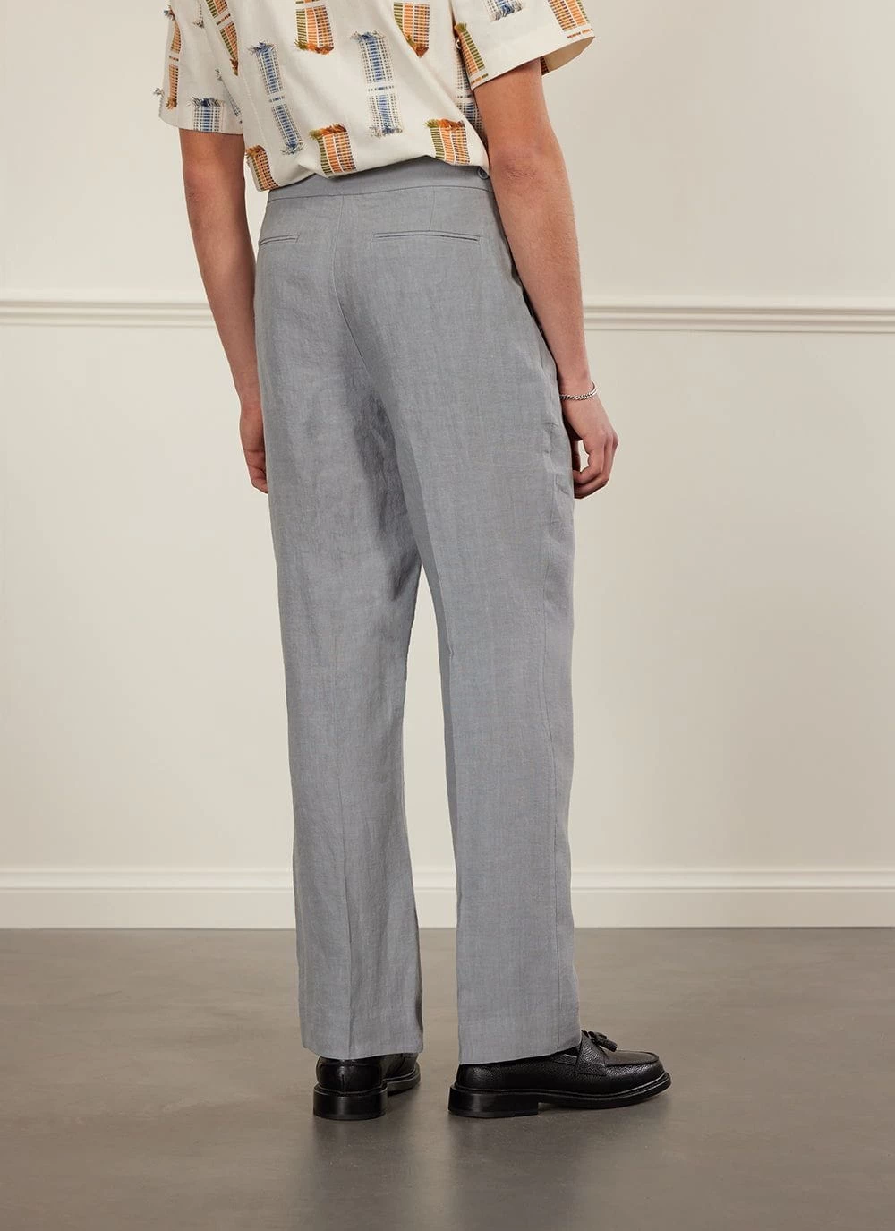 Pleated Tailored Trousers | Linen | Light Blue 7 Pleated Tailored Trousers | Linen | Light Blue - Image 5