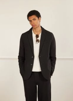 Tailored Linen Blazer | Black -Urban Wear Shop PERCIVAL MENSWEAR LINEN BLAZER BLACK13
