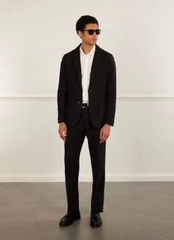 Tailored Linen Blazer | Black -Urban Wear Shop PERCIVAL MENSWEAR LINEN BLAZER BLACK3