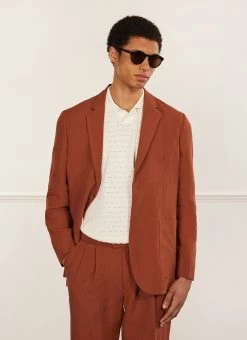 Relaxed Tailored Linen Blazer | Rust