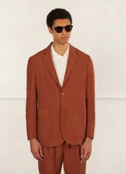 Relaxed Tailored Linen Blazer | Rust 16 Relaxed Tailored Linen Blazer | Rust -Urban Wear Shop PERCIVAL MENSWEAR LINEN BLAZER ESPRESSO6