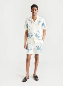 Willow Linen Shorts | Blue 15 Willow Linen Shorts | Blue -Urban Wear Shop PERCIVAL MENSWEAR LINEN SHORTS GREEN WILLOW 4