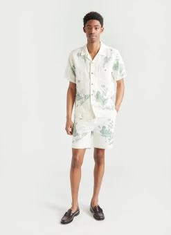 Willow Linen Shorts | Green -Urban Wear Shop PERCIVAL MENSWEAR LINEN SHORTS GREEN WILLOW4