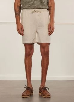 Linen Shorts | Stone -Urban Wear Shop PERCIVAL MENSWEAR LINEN SHORTS NATURAL1
