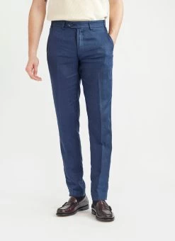 Tailored Linen Trousers | Royal Blue