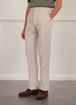 Tailored Linen Trousers | Stone -Urban Wear Shop PERCIVAL MENSWEAR LINEN TROUSERS NATURAL2