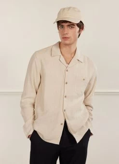 Long Sleeve Cuban Linen Shirt | Stone