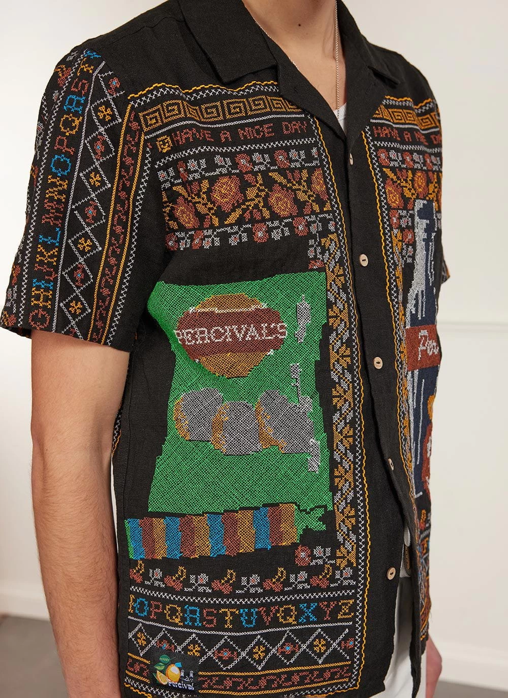 Meal Deal Tapestry Cuban Shirt | Linen | Black 8 Meal Deal Tapestry Cuban Shirt | Linen | Black - Image 6