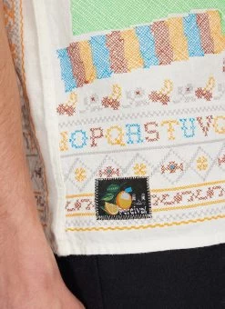 Meal Deal Tapestry Cuban Shirt | Linen | White -Urban Wear Shop PERCIVAL MENSWEAR MEAL DEAL CUBAN SHIRT ECRU 2