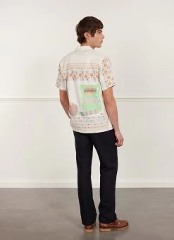 Meal Deal Tapestry Cuban Shirt | Linen | White -Urban Wear Shop PERCIVAL MENSWEAR MEAL DEAL CUBAN SHIRT ECRU4