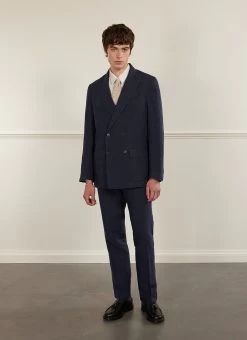 Tailored Double Breasted Blazer | Linen | Navy 17 Tailored Double Breasted Blazer | Linen | Navy -Urban Wear Shop PERCIVAL MENSWEAR NAVY DOUBLE BREASTED BLAZER
