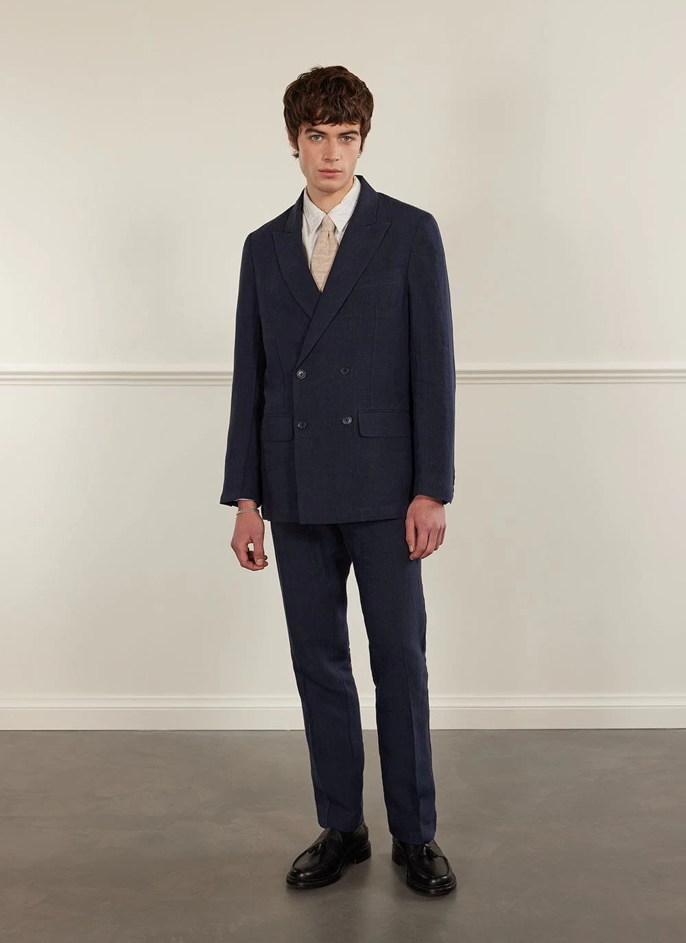 Tailored Double Breasted Blazer | Linen | Navy 8 Tailored Double Breasted Blazer | Linen | Navy - Image 6