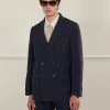 Tailored Double Breasted Blazer | Linen | Navy 1 Tailored Double Breasted Blazer | Linen | Navy -Urban Wear Shop PERCIVAL MENSWEAR NAVY DOUBLE BREASTED BLAZER1