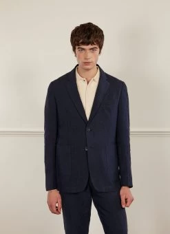 Tailored Linen Blazer | Navy -Urban Wear Shop PERCIVAL MENSWEAR NAVY LINEN BLAZER6