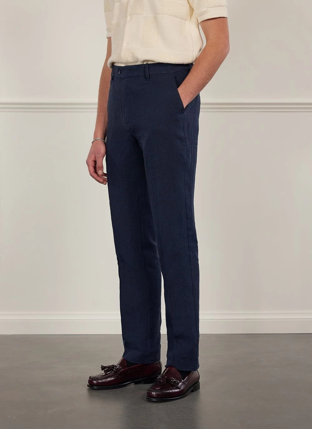 Tailored Linen Trousers | Navy 6 Tailored Linen Trousers | Navy - Image 4