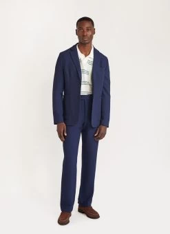 Tailored Blazer | Tech Pique Weave | Navy -Urban Wear Shop PERCIVAL MENSWEAR NAVY WAFFLE SUIT